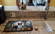 Load image into Gallery viewer, Border Collie Spooky Halloween Dish Drying Mat