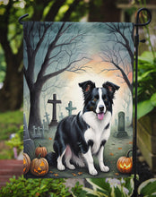 Load image into Gallery viewer, Border Collie Spooky Halloween Garden Flag – Dog in Cemetery Scene