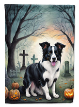 Load image into Gallery viewer, Border Collie Spooky Halloween Garden Flag – Dog in Cemetery Scene