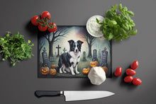 Load image into Gallery viewer, Border Collie Spooky Halloween Glass Cutting Boards – Durable, Decorative Kitchen Art Large