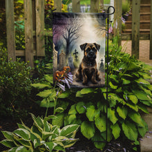Load image into Gallery viewer, Border Terrier Spooky Halloween Garden Flag – Dog in Cemetery Scene