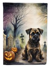 Load image into Gallery viewer, Border Terrier Spooky Halloween Garden Flag – Dog in Cemetery Scene