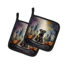 Load image into Gallery viewer, Border Terrier Spooky Halloween Pot Holders - Set of 2 Decorative Kitchen Helpers | Made in the USA