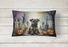 Load image into Gallery viewer, Border Terrier Spooky Halloween Fabric Decorative Pillow