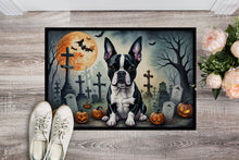 Load image into Gallery viewer, Boston Terrier Spooky Halloween Doormat -  18x27 Decorative Floor Mat – Indoor/Outdoor Rug