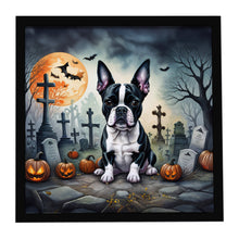Load image into Gallery viewer, Boston Terrier Spooky Halloween Framed Metal Print