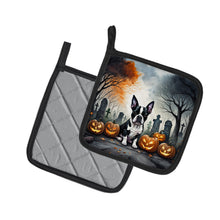 Load image into Gallery viewer, Boston Terrier Spooky Halloween Pot Holders - Set of 2 Decorative Kitchen Helpers | Made in the USA