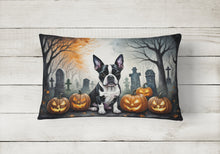 Load image into Gallery viewer, Boston Terrier Spooky Halloween Fabric Decorative Pillow