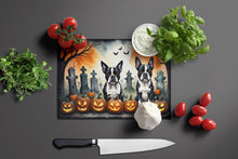 Load image into Gallery viewer, Boston Terrier Spooky Halloween Glass Cutting Boards – Durable, Decorative Kitchen Art Large