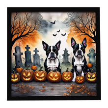 Load image into Gallery viewer, Boston Terrier Spooky Halloween Framed Metal Print