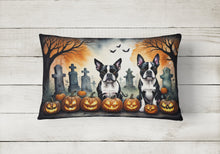 Load image into Gallery viewer, Boston Terrier Spooky Halloween Fabric Decorative Pillow