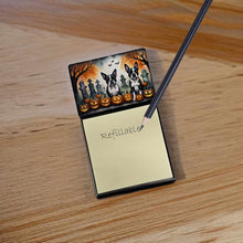 Load image into Gallery viewer, Boston Terrier Spooky Halloween Sticky Note Holder- Refiilable Desk Accessory Note Pad