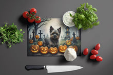 Load image into Gallery viewer, Cairn Terrier Spooky Halloween Glass Cutting Boards – Durable, Decorative Kitchen Art Large