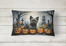 Load image into Gallery viewer, Cairn Terrier Spooky Halloween Fabric Decorative Pillow