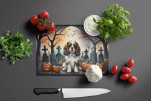 Load image into Gallery viewer, Cavalier Spaniel Spooky Halloween Glass Cutting Boards – Durable, Decorative Kitchen Art Large