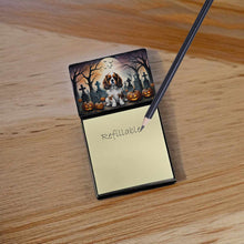 Load image into Gallery viewer, Cavalier Spaniel Spooky Halloween Sticky Note Holder- Refiilable Desk Accessory Note Pad