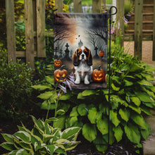 Load image into Gallery viewer, Cavalier Spaniel Spooky Halloween Garden Flag – Dog in Cemetery Scene