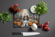 Load image into Gallery viewer, Cavalier Spaniel Spooky Halloween Glass Cutting Boards – Durable, Decorative Kitchen Art Large