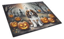 Load image into Gallery viewer, Cavalier Spaniel Spooky Halloween Glass Cutting Boards – Durable, Decorative Kitchen Art Large