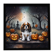Load image into Gallery viewer, Cavalier Spaniel Spooky Halloween Framed Metal Print