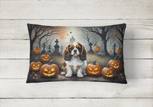 Load image into Gallery viewer, Cavalier Spaniel Spooky Halloween Fabric Decorative Pillow