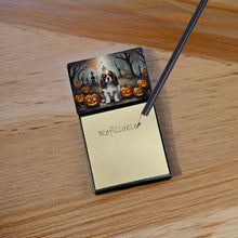 Load image into Gallery viewer, Cavalier Spaniel Spooky Halloween Sticky Note Holder- Refiilable Desk Accessory Note Pad