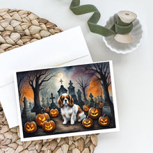 Load image into Gallery viewer, Cavalier Spaniel Spooky Halloween Greeting Cards -  Blank Note Cards – 8-Pack of Artist-Designed Cards with Envelopes