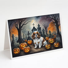 Load image into Gallery viewer, Cavalier Spaniel Spooky Halloween Greeting Cards -  Blank Note Cards – 8-Pack of Artist-Designed Cards with Envelopes