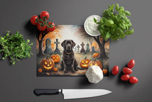 Load image into Gallery viewer, Chocolate Labrador Retriever Spooky Halloween Glass Cutting Boards – Durable, Decorative Kitchen Art Large
