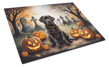 Load image into Gallery viewer, Chocolate Labrador Retriever Spooky Halloween Glass Cutting Boards – Durable, Decorative Kitchen Art Large