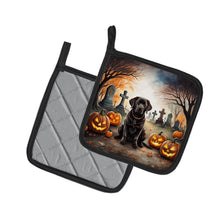 Load image into Gallery viewer, Chocolate Labrador Retriever Spooky Halloween Pot Holders - Set of 2 Decorative Kitchen Helpers | Made in the USA