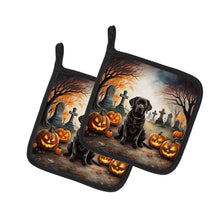 Load image into Gallery viewer, Chocolate Labrador Retriever Spooky Halloween Pot Holders - Set of 2 Decorative Kitchen Helpers | Made in the USA