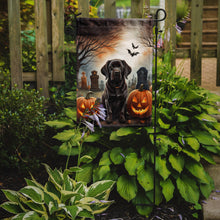 Load image into Gallery viewer, Chocolate Labrador Retriever Spooky Halloween Garden Flag – Dog in Cemetery Scene