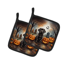 Load image into Gallery viewer, Chocolate Labrador Retriever Spooky Halloween Pot Holders - Set of 2 Decorative Kitchen Helpers | Made in the USA