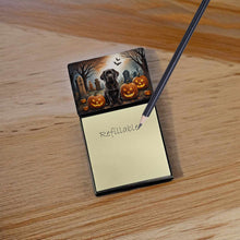 Load image into Gallery viewer, Chocolate Labrador Retriever Spooky Halloween Sticky Note Holder- Refiilable Desk Accessory Note Pad