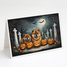 Load image into Gallery viewer, Chow Chow Spooky Halloween Greeting Cards -  Blank Note Cards – 8-Pack of Artist-Designed Cards with Envelopes