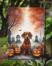 Load image into Gallery viewer, Dachshund Spooky Halloween Garden Flag – Dog in Cemetery Scene