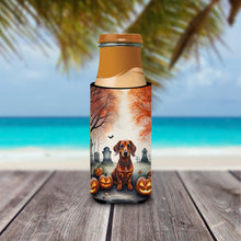 Load image into Gallery viewer, Dachshund Spooky Halloween Slim Can Huggers – Fun, Functional Drink Coolers for Every Occasion
