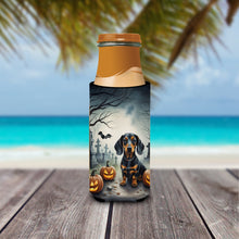 Load image into Gallery viewer, Dachshund Spooky Halloween Slim Can Huggers – Fun, Functional Drink Coolers for Every Occasion