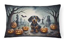 Load image into Gallery viewer, Dachshund Spooky Halloween Fabric Decorative Pillow