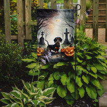 Load image into Gallery viewer, Dachshund Spooky Halloween Garden Flag – Dog in Cemetery Scene