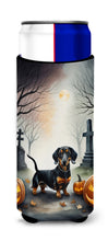 Load image into Gallery viewer, Dachshund Spooky Halloween Slim Can Huggers – Fun, Functional Drink Coolers for Every Occasion