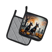Load image into Gallery viewer, Doberman Pinscher Spooky Halloween Pot Holders - Set of 2 Decorative Kitchen Helpers | Made in the USA