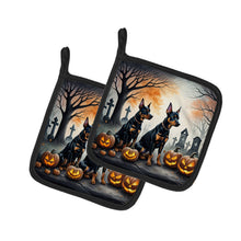 Load image into Gallery viewer, Doberman Pinscher Spooky Halloween Pot Holders - Set of 2 Decorative Kitchen Helpers | Made in the USA