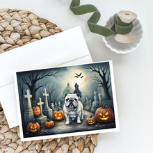 Load image into Gallery viewer, English Bulldog Spooky Halloween Greeting Cards -  Blank Note Cards – 8-Pack of Artist-Designed Cards with Envelopes