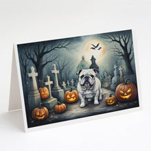 Load image into Gallery viewer, English Bulldog Spooky Halloween Greeting Cards -  Blank Note Cards – 8-Pack of Artist-Designed Cards with Envelopes