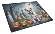 Load image into Gallery viewer, English Bulldog Spooky Halloween Glass Cutting Boards – Durable, Decorative Kitchen Art Large