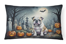 Load image into Gallery viewer, English Bulldog Spooky Halloween Fabric Decorative Pillow