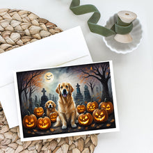 Load image into Gallery viewer, Golden Retriever Spooky Halloween Greeting Cards -  Blank Note Cards – 8-Pack of Artist-Designed Cards with Envelopes