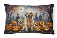 Load image into Gallery viewer, Golden Retriever Spooky Halloween Fabric Decorative Pillow